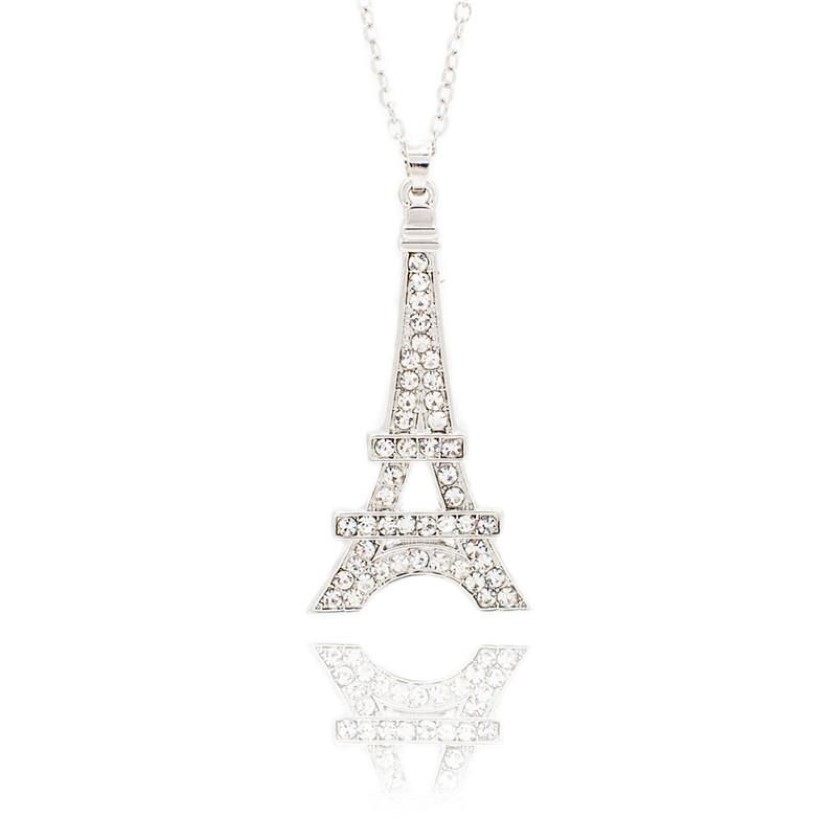 Magic Ikery cyrkon Crystal Classic Paris Eiffel Tower wiszące naszyjniki różowe złoto Kolor mody biżuteria dla kobiet MKZ1392291J