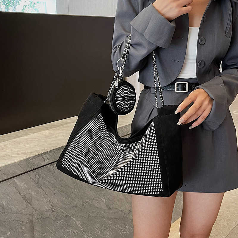 Сумки на ремне Qiaocheng 2024, новая модная сумка с бриллиантами, модная и легкая дорожная сумка большой вместимости 240427