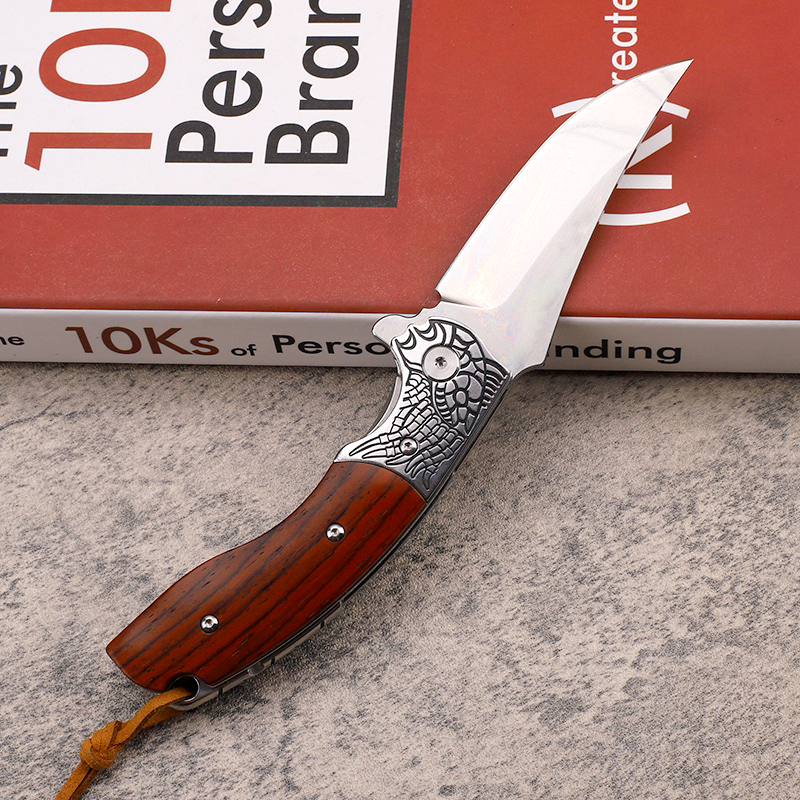 Специальное предложение A2262 Складной нож Flipper M390 Сатиновое лезвие с хвостовой частью из палисандра с ручкой из стального листа Шайба на шарикоподшипнике для наружного применения Быстро открывающиеся ножи