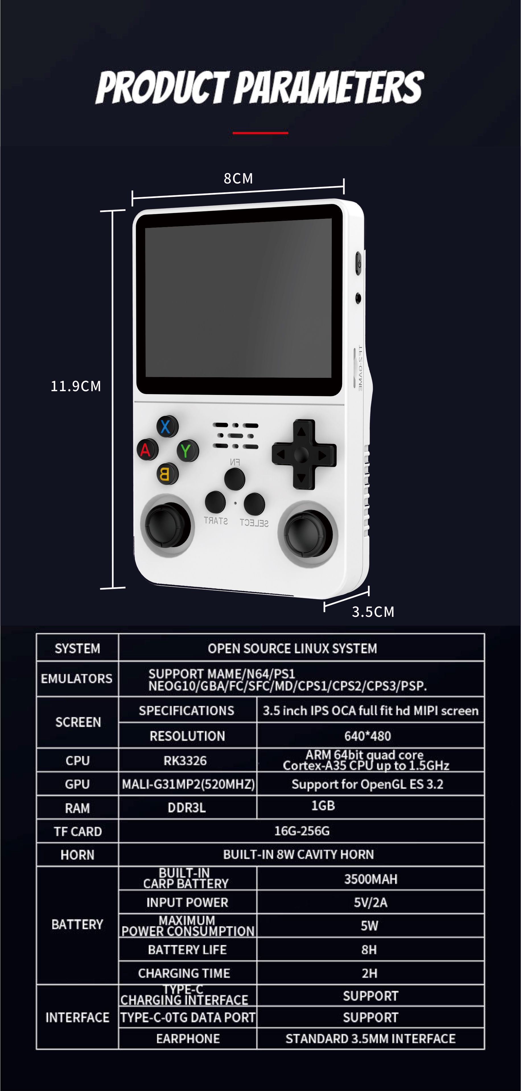 R36S Retro Handheld Video Game Console 64GB Capaciteit 3,5-inch IPS Scherm Handheld Game Console Open-Source 15000 Ingebouwde Games