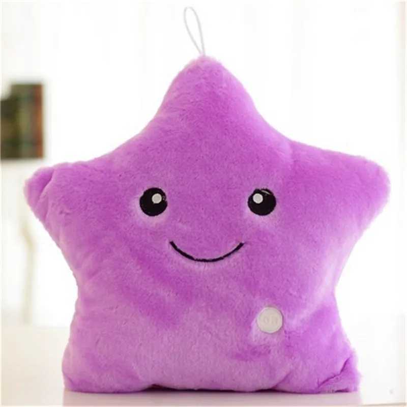 Plush Light - Up Toys 2022 New 34cm Creative Toy Pillow Luminous Soft Plush Plush Fluging Colorful Stars Cushion LED Toys Gift for Kids Girlsl2403