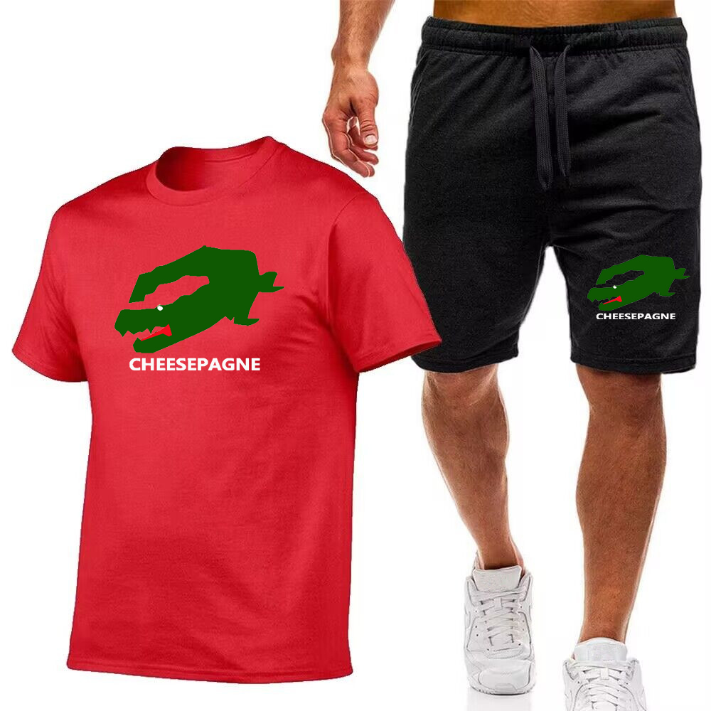 Nowy letni męski bawełniany t-shirt dres do garnituru Męski koszulka do joggingu Suit Street Fashion Sportswear