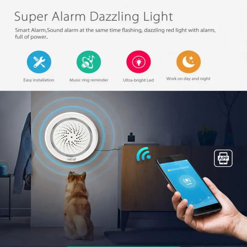 Detector Tuya Smart Life 3 In 1 WiFi Siren Alarm Mini USB 120dB Alarm Siren Sensor Wireless Sound Light Alarm Home Security Alarm System