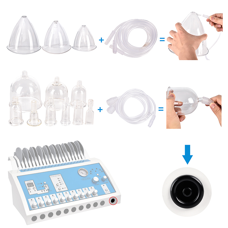 EMS Vacuum Massage Therapy Beauty Machine Enlargement Pump Lifting Breast Enhancer Massager Cup Body Shaping Muscle Stimulator Negative Pressure Sucker Cup