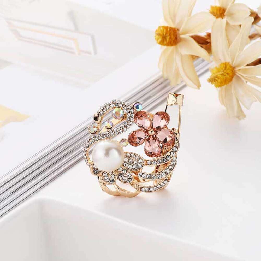 Korean Version Creative Rhinestone Glass Pea Fashionable Cartoon Brooch, Clothing Accessories, Scarf Buckle, Dual-purpose