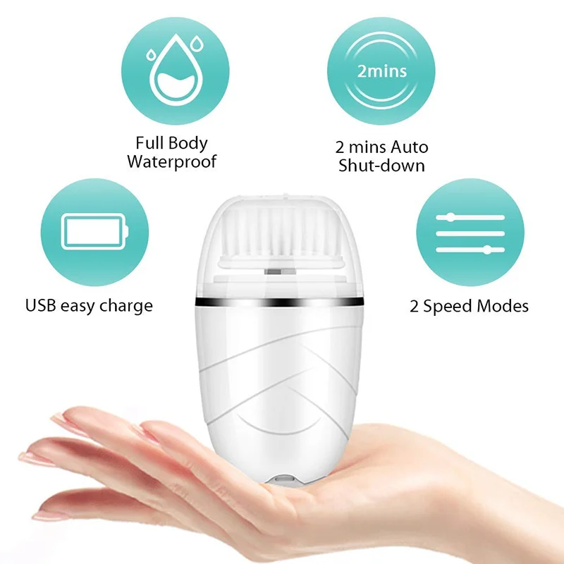 Mastoortsen Facial Cleansing Brush Sonic Electric Face Cleanser مقاوم للماء ناعم مسام عميق 3 رؤوس 3 أوضاع شحن USB