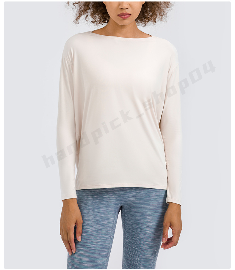 Lu Dames Tops met lange mouwen Ronde hals Sportshirt Zacht Comfortabel Yoga Tops Modieus Losse tops Atletisch Hardlopen Workout Ademende kleding Dagelijks gebruik A-111