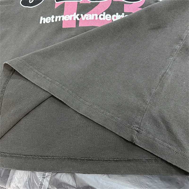 T-shirts hommes 2024ss Washed Grey RRR123 T-shirt Hommes Femmes Tissu lourd Top Tee Vintage T-shirt à manches courtes J240228