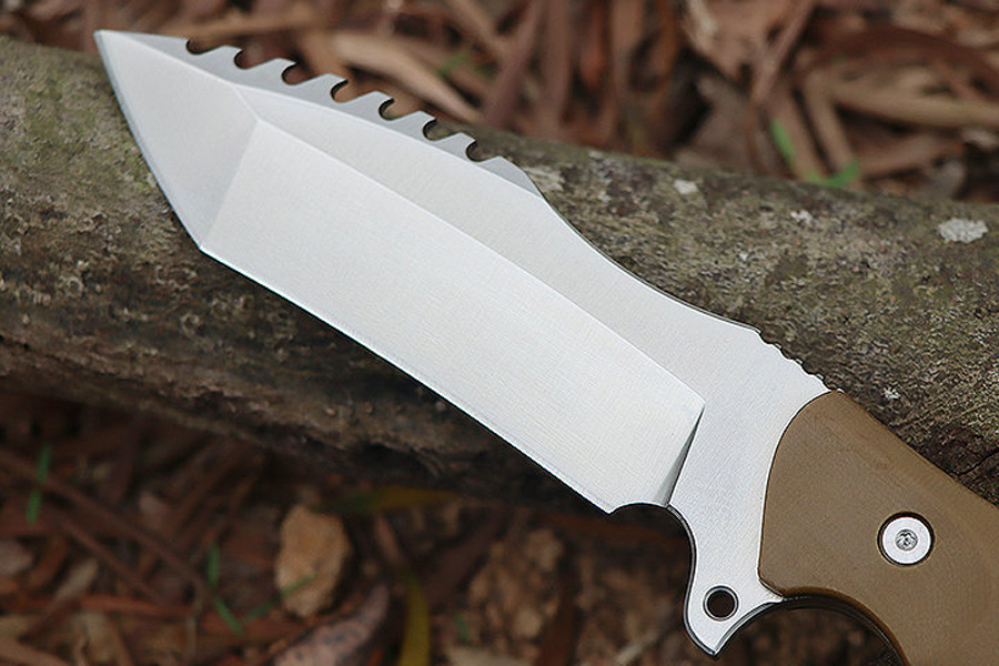 High Quality A2287 Straight Knife D2 Satin Tanto Point Blade Full Tang G10 Handle Outdoor Camping Hiking Hunting Survival Tactical Knives with Kydex