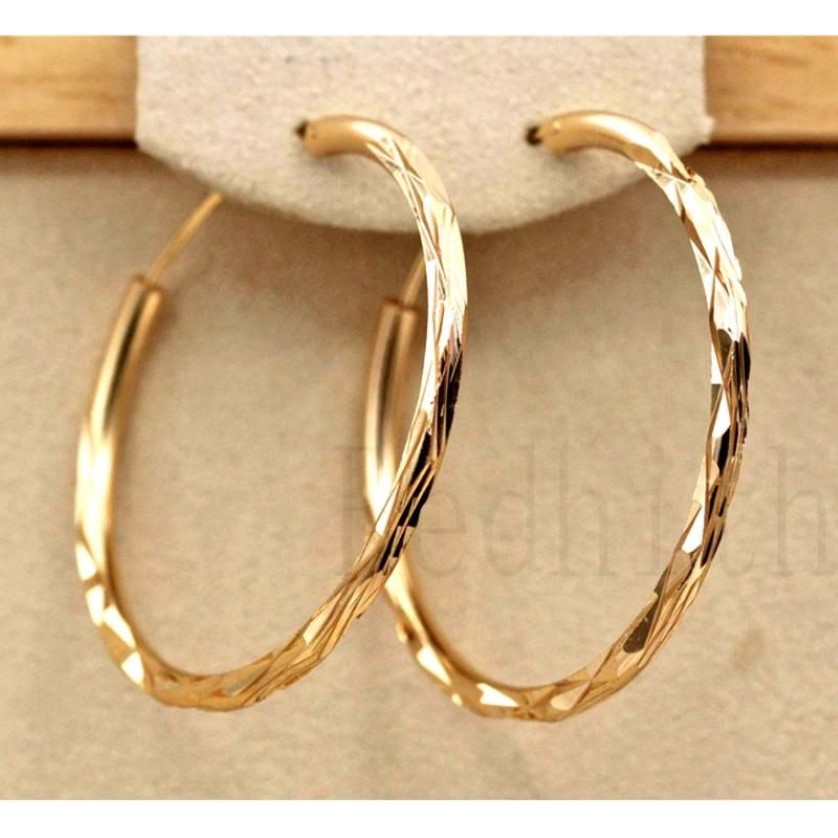 Hoop & Huggie Trendy Large Earrings For Women Gold Filled Geometry Concave And Convex Pageant Fashion Jewelry287K