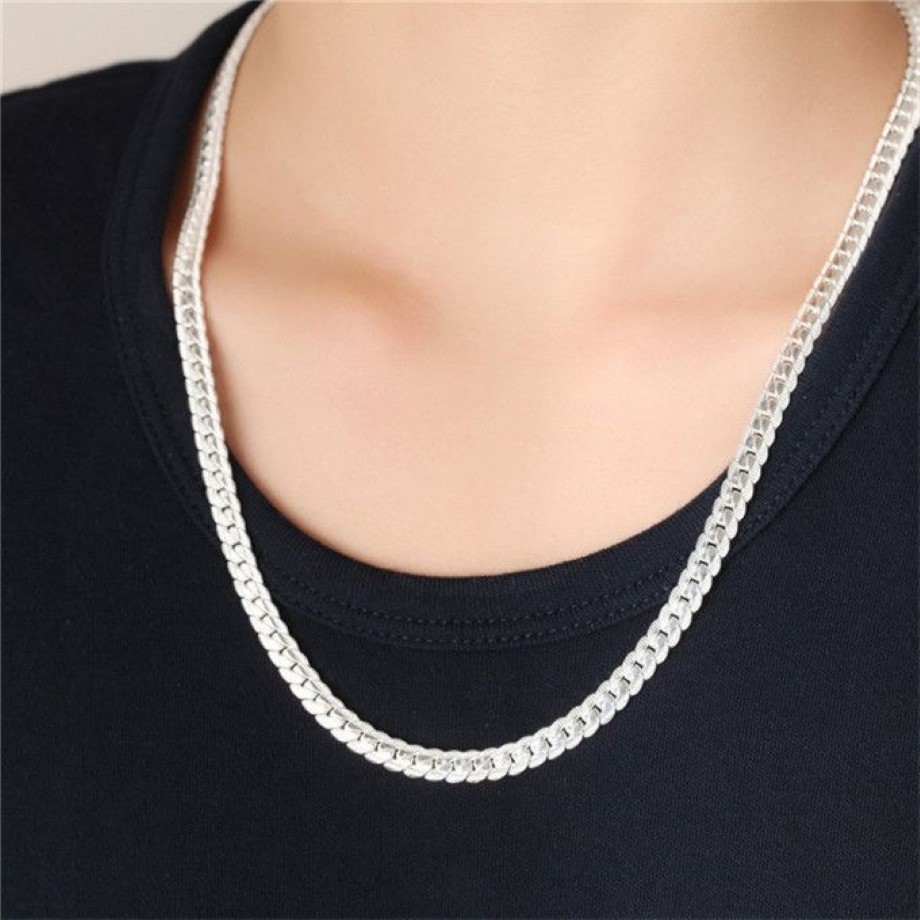 Silverplätering 6mm Snake Chain Men's Necklace Fashion Gold Perfect Men's Jewelry Hip-Hop Accessories332p