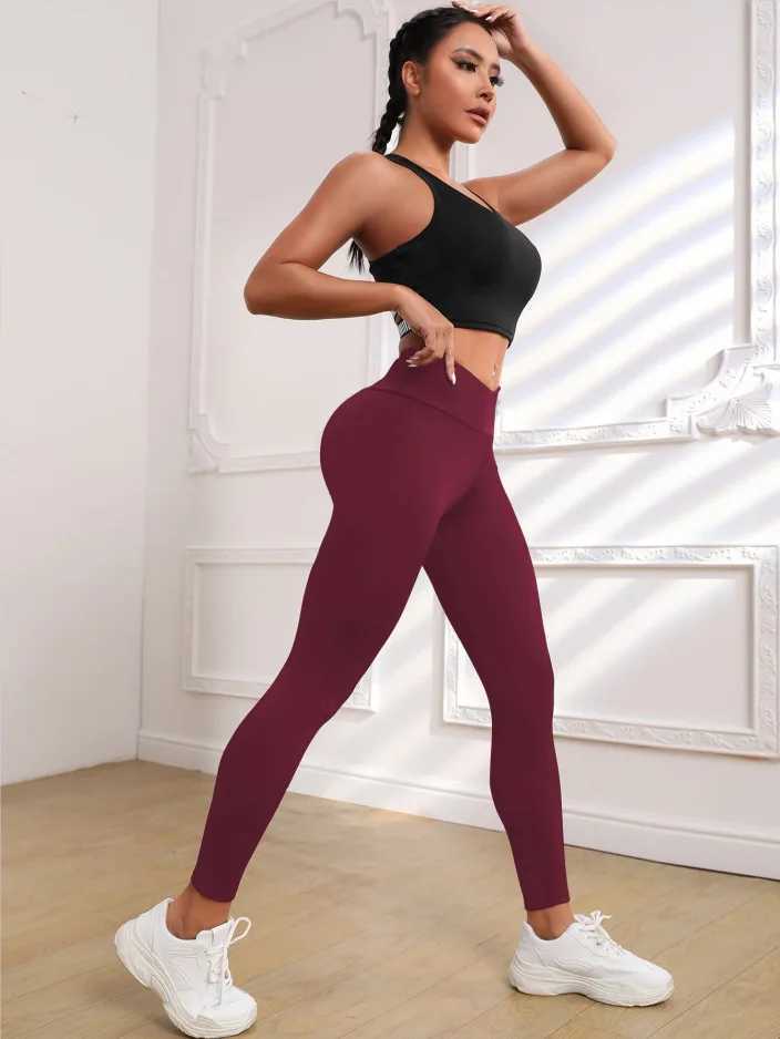 Kadın Pantolon Capris Taytlar İçin Fitness Sakinsiz Teş Onı Taç Spor Kadın Solid Push Yukarı Yüksek Bel Taytlar Scrunch Butt Sport Yoga Pantolon