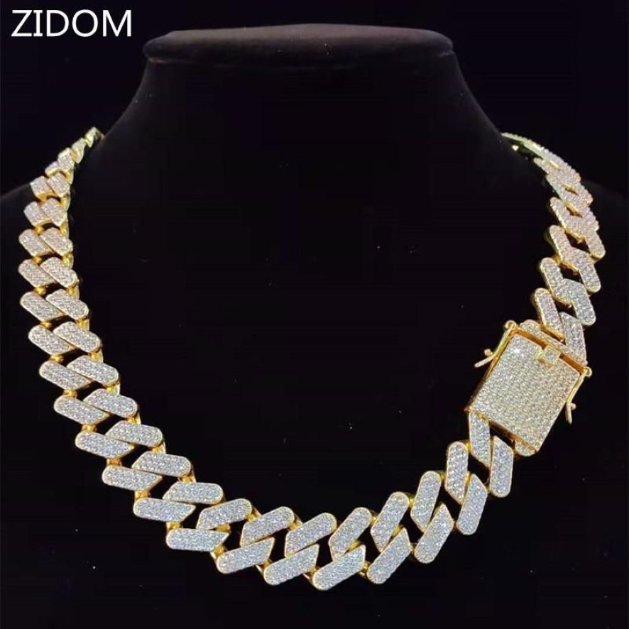 Collier chaîne Hip Hop pour hommes, 20mm de largeur, chaînes cubaines en losange glacé, collier scintillant, bijoux à la mode, cadeau 343D