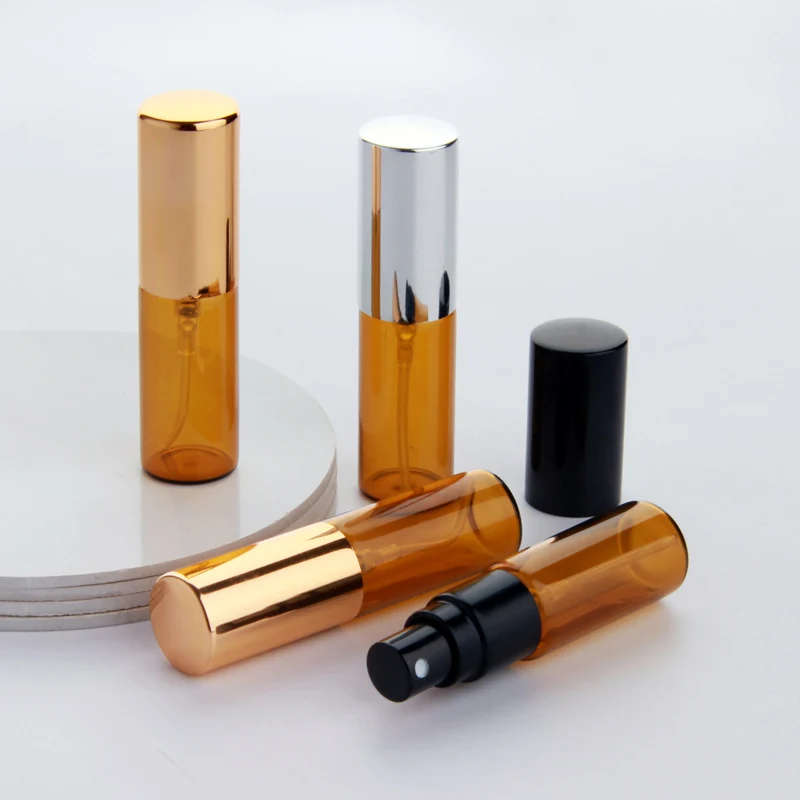 Şişe 5ml Amber Cam Boş Atomizer Parfüm Şişesi Alüminyum Kapalı Yeni