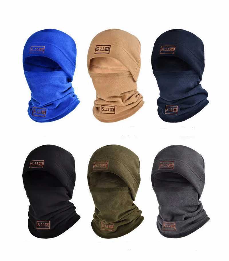 Cagoule tactique d'hiver en polaire, ensemble chapeau et écharpe, cagoule chaude tactique, couvre-tête thermique, masque facial, cache-cou, Sport, cyclisme, Ski, écharpe HatL2402