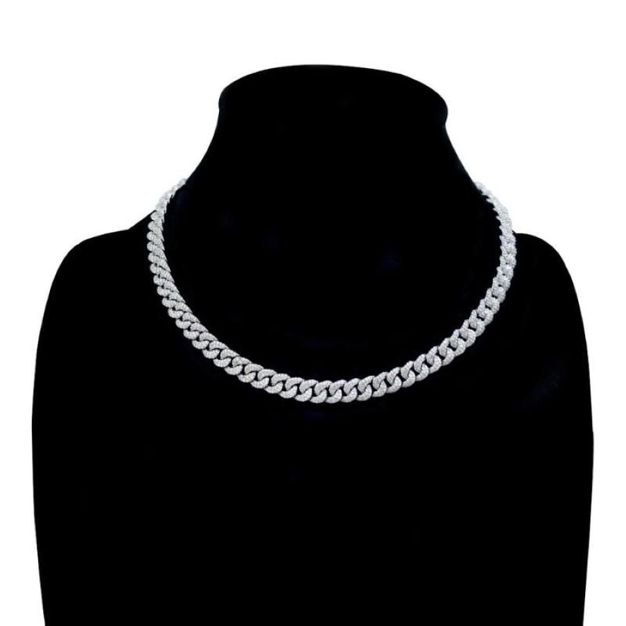 Iced Out Bling 8mm CZ Miami Cuban Link Chain Choker Halsband för kvinnor Micro Pave Women Jewelry247K