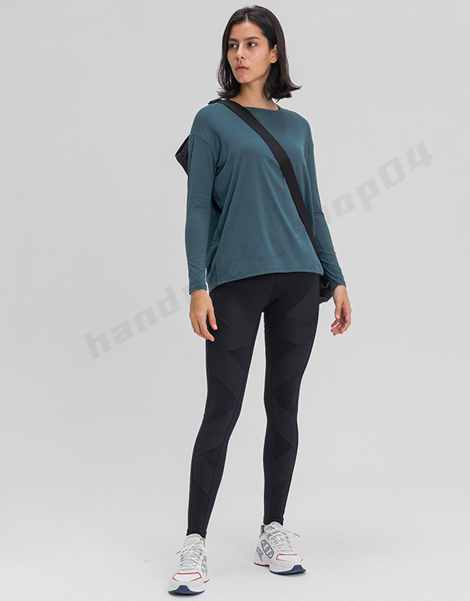 Lu Dames Tops met lange mouwen Ronde hals Sportshirt Zacht Comfortabel Yoga Tops Modieus Losse tops Atletisch Hardlopen Workout Ademende kleding Dagelijks gebruik A-111