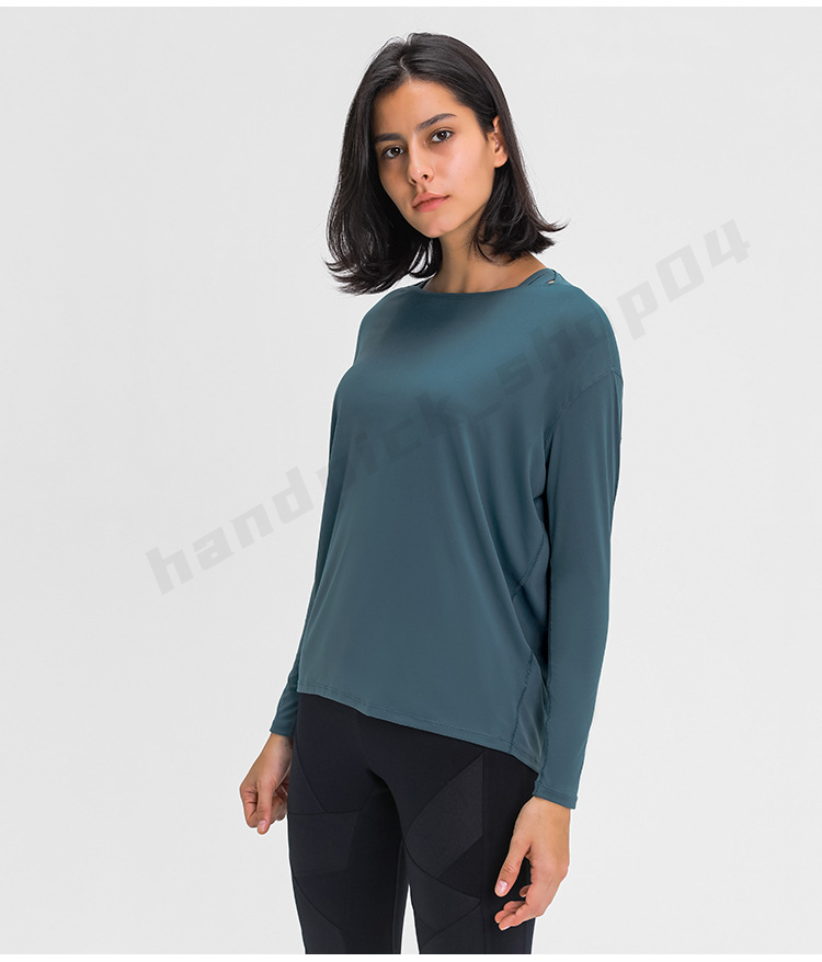 Lu Dames Tops met lange mouwen Ronde hals Sportshirt Zacht Comfortabel Yoga Tops Modieus Losse tops Atletisch Hardlopen Workout Ademende kleding Dagelijks gebruik A-111