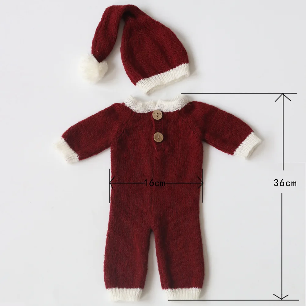 Sets Romper Newborn Crochet Outfits Newborn Christmas Baby Photoshoot Outfit New Born Photos Props for Photography Bodysuit Santa Hat