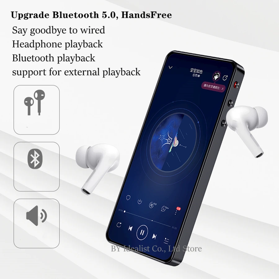 Oyuncular Mahdi 16GB MP3 Player Bluetooth WiFi Android Dokunmatik Ekran 4.2 inç Müzik Video MP4 Oyuncu Destek FM Radyo Hoparlör 256G TF Kart