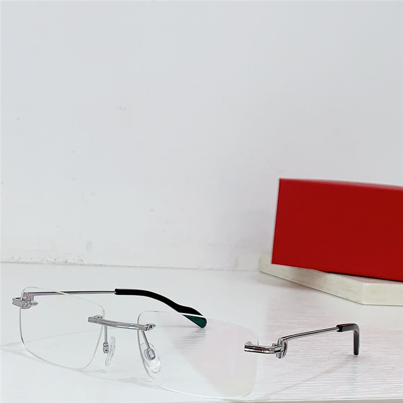 Ny modedesign Square Shape Optical Glasses 0259 Metal Frame Rimless Lenses Men and Women Business Style Ljus och lätt att bära glasögon