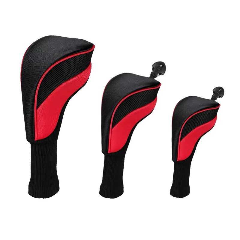 Andra golfprodukter Golfklubbhuvudskydd för Fairway Woods Driver Hybrids 3 stycken Lång nackmask Sports Fan Golf Club Headcovers Setl2402