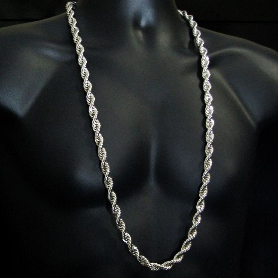 8 mm dicke, 76 cm lange, massive Seilkette, 24 Karat Gold, versilbert, Hiphop-Halskette für Herren210h