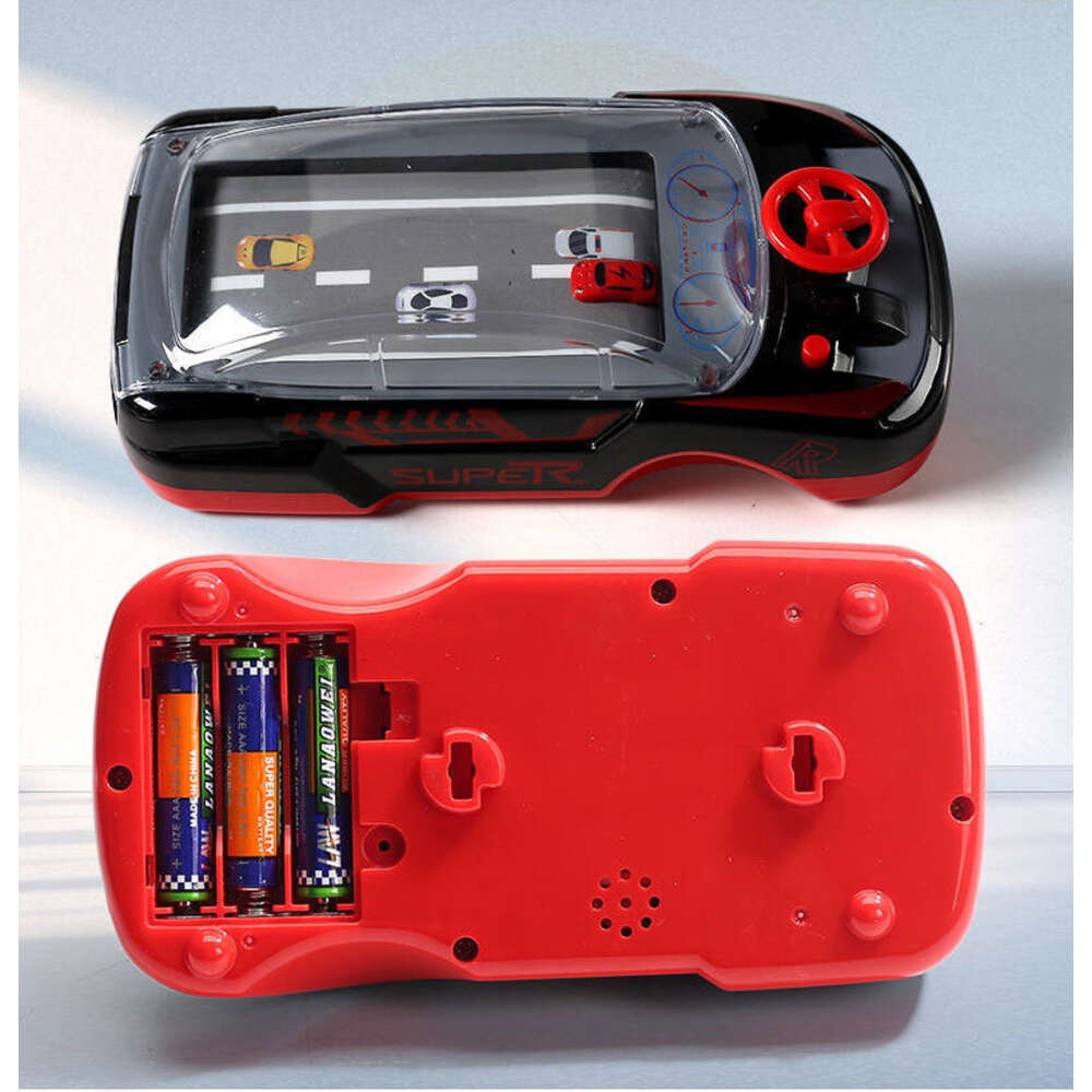 Communications Racing Handheld Player med 3D -bilmodell och ratt, Real Auto Racing Game Console, Novelty Children Toy
