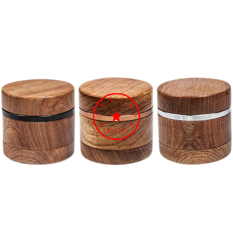 Latest Natural Walnut Wood Aluminium Smoking Portable Dry Herb Tobacco Grind Spice Miller Grinder Crusher Grinding Chopped Muller Cigarette Pipes Holder