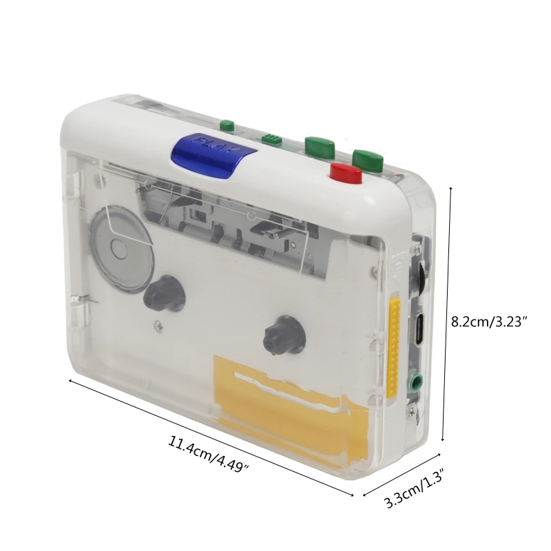 اللاعبون مشغل كاسيت محمول كاسيت USB كاسيت إلى MP3 محول Walkman Tape Player شفاف/ Silver Shell