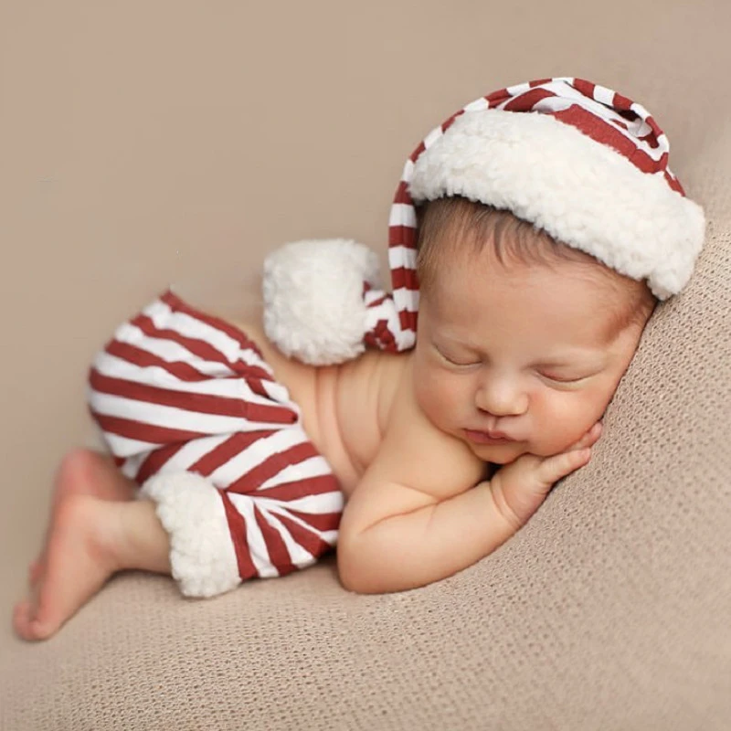 Sets Dvotinst Newborn Baby Photography Props Christmas Red Santa Clause Hat Romper Lace Outfits Set Studio Shooting Photo Props