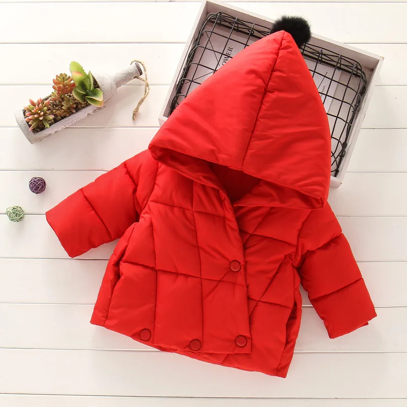 Jackets Baby girl clothes winter jacket thick warm cotton down jacket pure color cute girl pointy hat hooded cotton jacket girl jacket