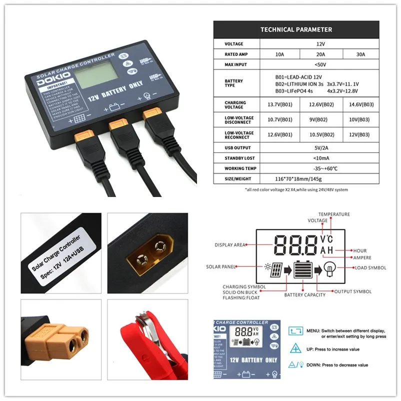 Panneau solaire Solar DOKIO 18V 100W Panneau solaire flexible Charge solaire Mobile Téléphone Mobile USB Panneaux solaires extérieurs 12V pour camping / bateaux / maison