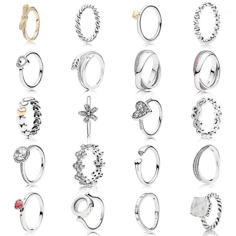 Kakany 925sterling srebrne rozłożone w stosy serie pierścieniowe odpowiednie do majsterkowania oryginalna kobieta prezent Wesołych świąt biżuteria1278r
