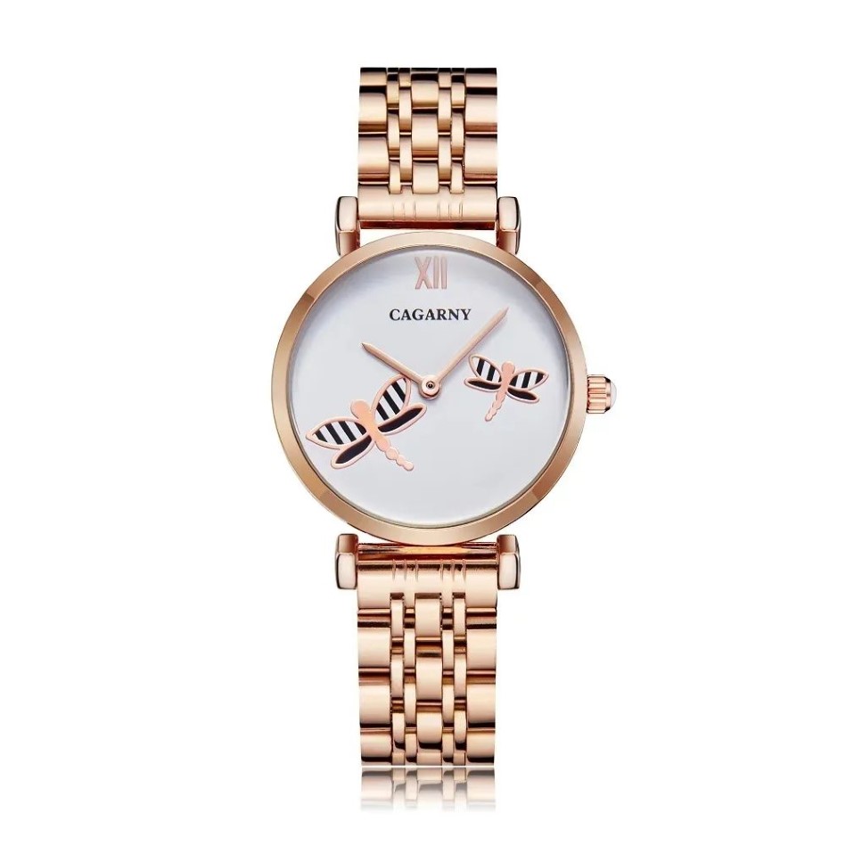 Cagarny Wristwatches Shinning Diamonds Women Wather Women Quartz Watches Rose Gold Steel Bracelet Dress299L