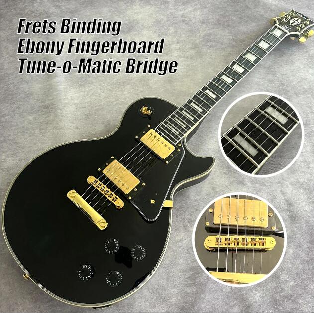 Custom Shop, LP Custom High Quality Electric Guitar,Frets Binding, Ebony Fingerboard, Tune-o-Matic Bridge, 