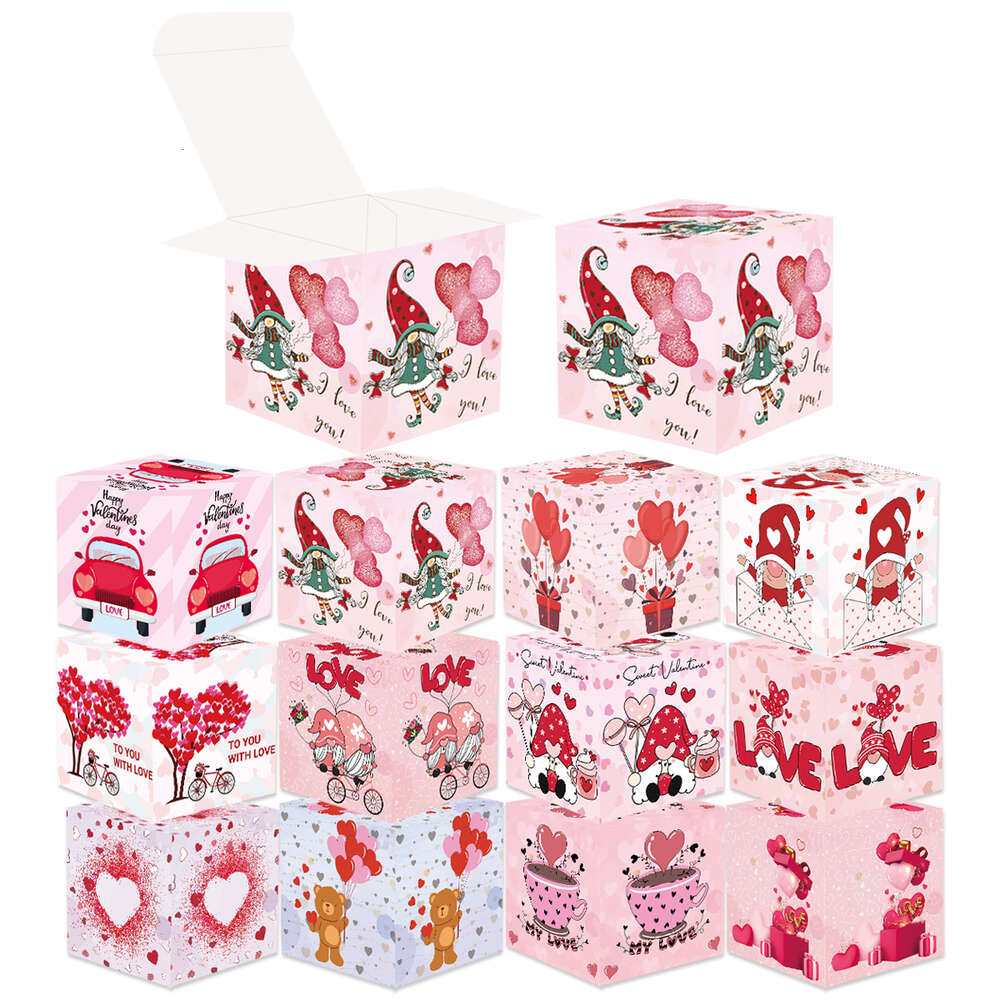 Nya nya 6st Valentine's Day Gift Love Heart Pattern Candy Favors Pack Box For Engagement Wedding Cookies Snack Boxes