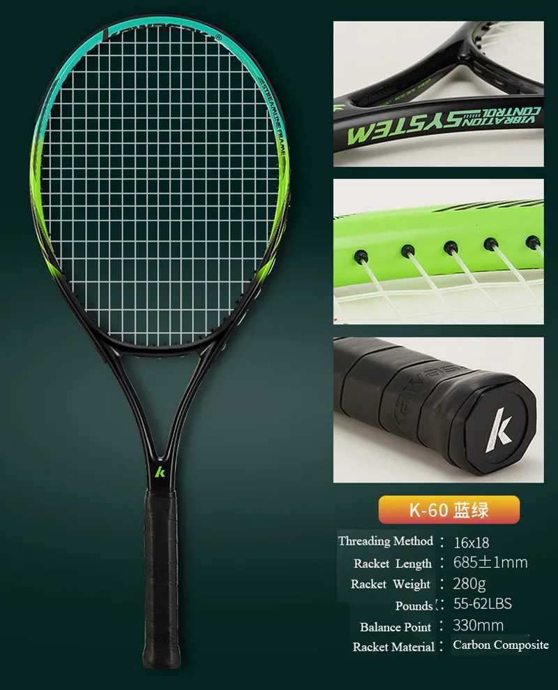 Tennisrackets L2 Grip Kawasaki Tennisracket Carbon Composiet Racket Heren en Dames Ultralichte demper Raquete De Tennis Paqueta K-18K-60L2402