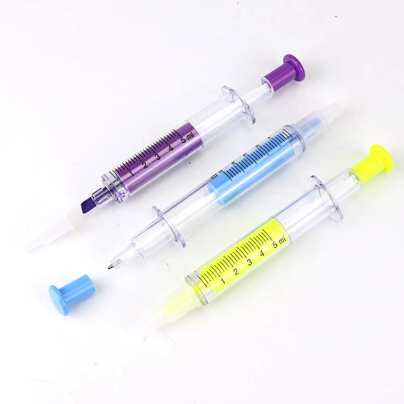 Pens Dual Head Syringe Highlighter Marker Gel Pens Needle Pens Novelty Nurse Needle Shaped Marker Pens Stationery