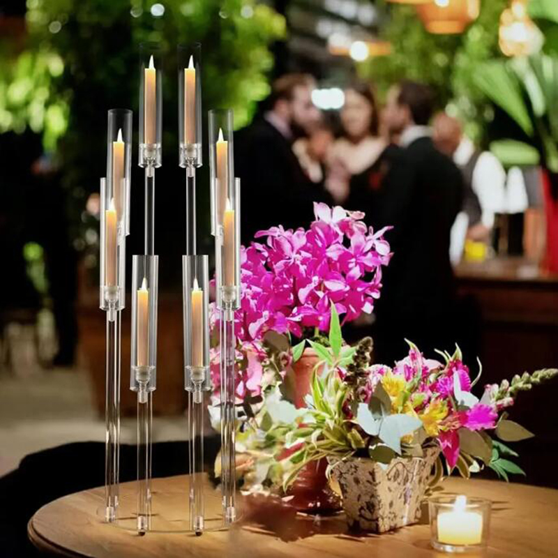 8 Arms Clear Candlesticks Holder 38,5 tum Tall Arcylic Candelabra Candle Holder Events Party Wedding Table Centerpiece