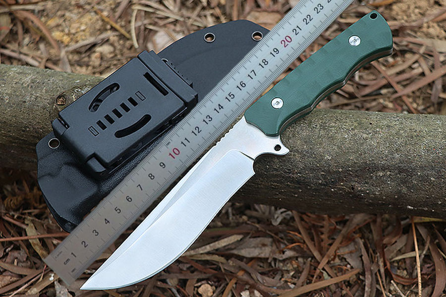 Hoge kwaliteit A2288 Recht mes D2 Satijn Drop Point Blade Volledige Tang G10 Handvat Outdoor Camping Wandelen Jacht Survival Tactische Messen met Kydex