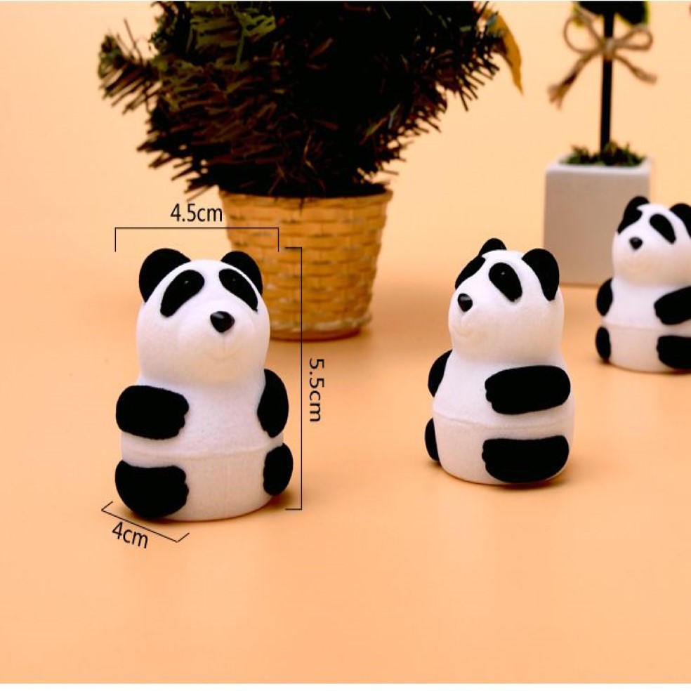 Boîte à bagues en plastique, sept animaux mignons, présentoir de bijoux, clous d'oreilles, étui à bijoux Panda noir et blanc, conteneur 310m