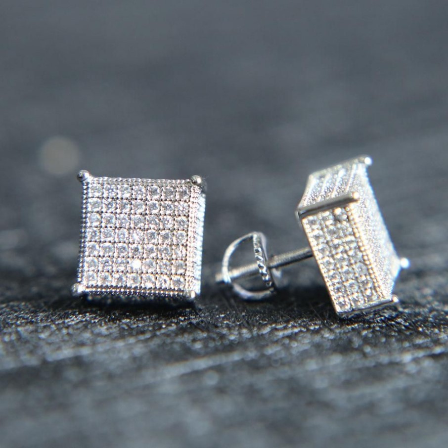 2022 hommes gros bijoux d'oreille bling 3 couleurs vis arrière micro pavé boucle d'oreille cz pour men297u