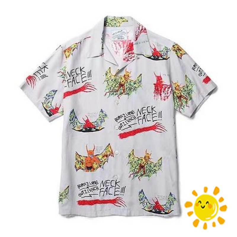 24ss skjortor män kvinnor graffiti streetwear hawaii strandskjorta