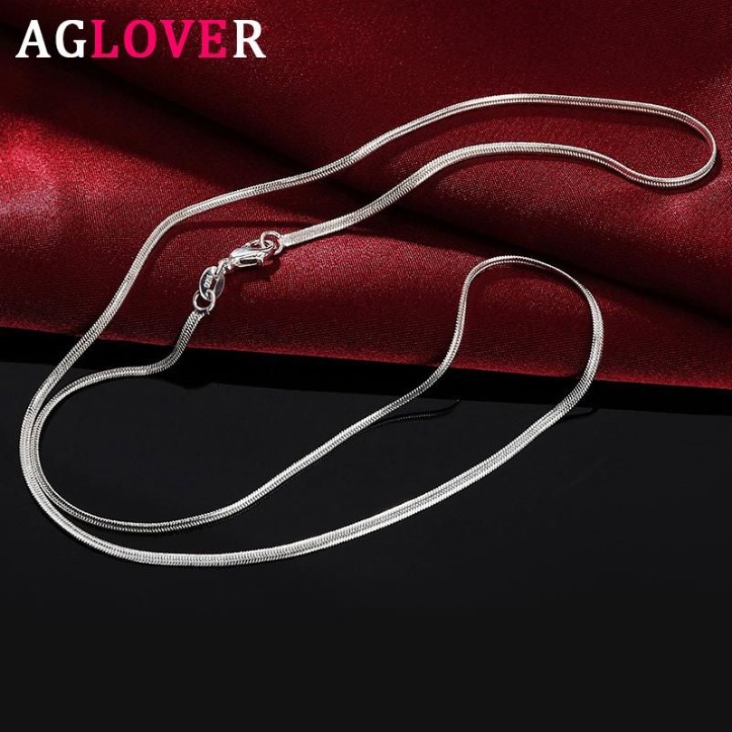 AGLOVER Nuovo argento sterling 925 16 18 20 22 24 26 28 30 pollici 2mm collana a catena del serpente donna uomo gioielli moda fascino Gift1221j