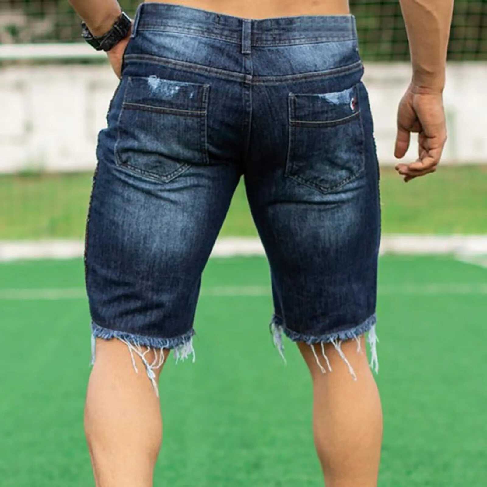 Shorts pour hommes 2023 Shorts en denim d'été coupe ample hip-hop extrême déchirure jambes larges shorts coupés pour hommes jeans surdimensionnés J240228