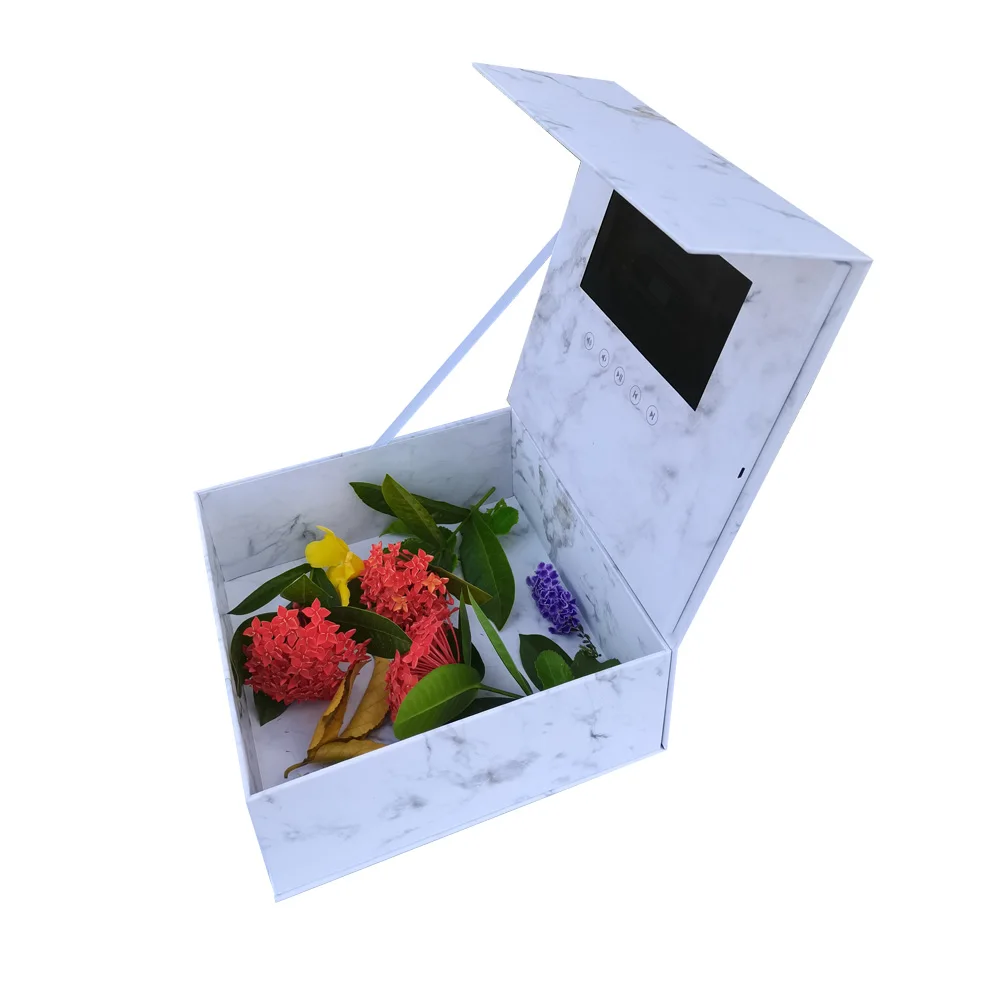 Gracze 2 GB Storage Greeting Card 7 -calowe kwiaty pudełko wideo MP4 Playermemory LCD ręcznie robione pamiątki na prezent urodziny zaproszenie na ślub