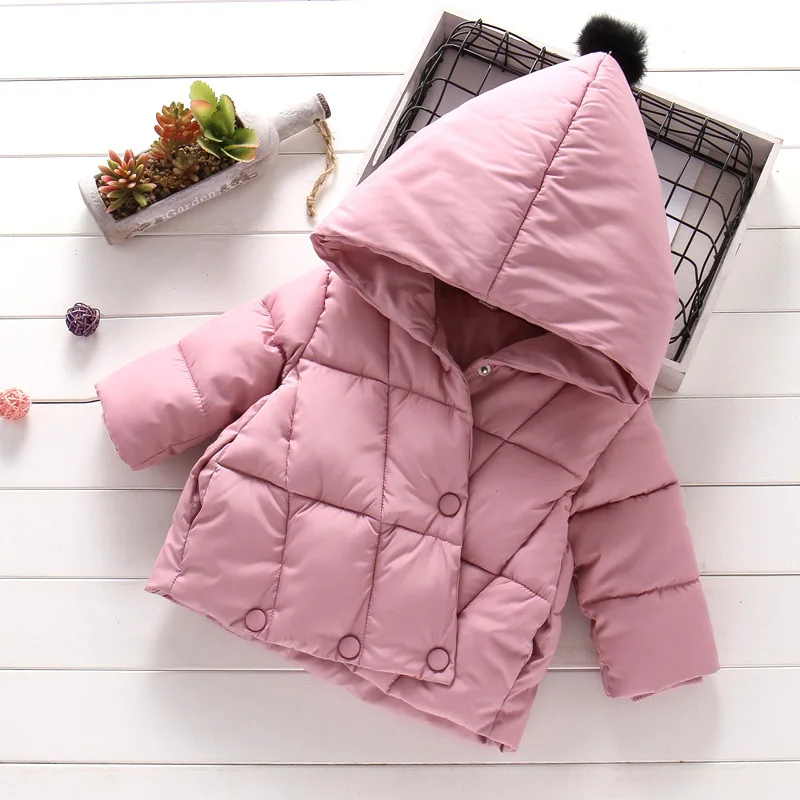 Jackets Baby girl clothes winter jacket thick warm cotton down jacket pure color cute girl pointy hat hooded cotton jacket girl jacket