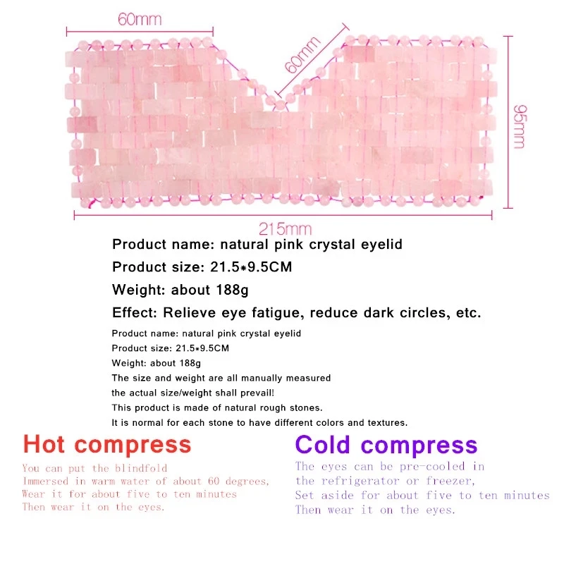 Máscara de olho de jade natural massageador rosa quartzo jade máscara de olho massageador facial pedra natural tratamento de compressa fria e quente máscara de olho de sono
