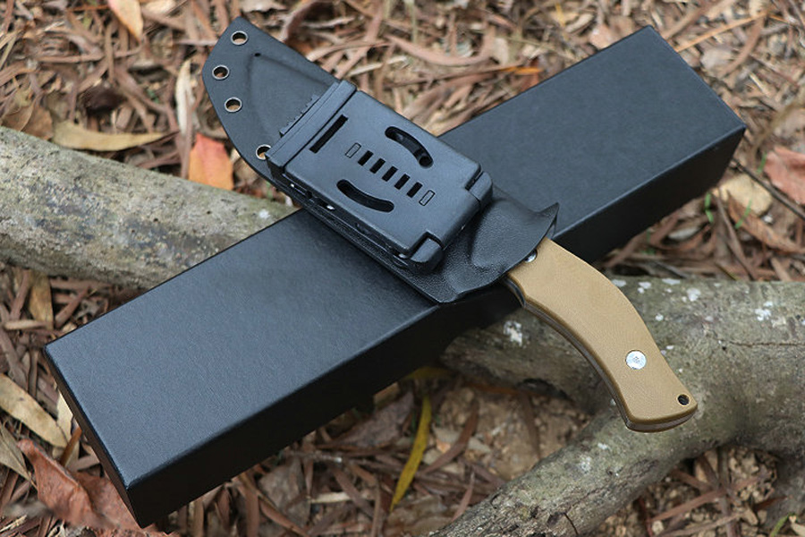 High Quality A2287 Straight Knife D2 Satin Tanto Point Blade Full Tang G10 Handle Outdoor Camping Hiking Hunting Survival Tactical Knives with Kydex